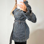 Blue denim trench coat