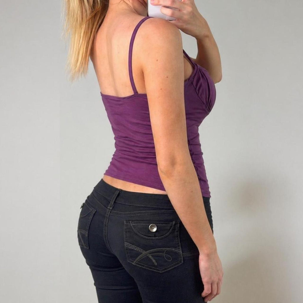 VINTAGE Purple ruched cami top