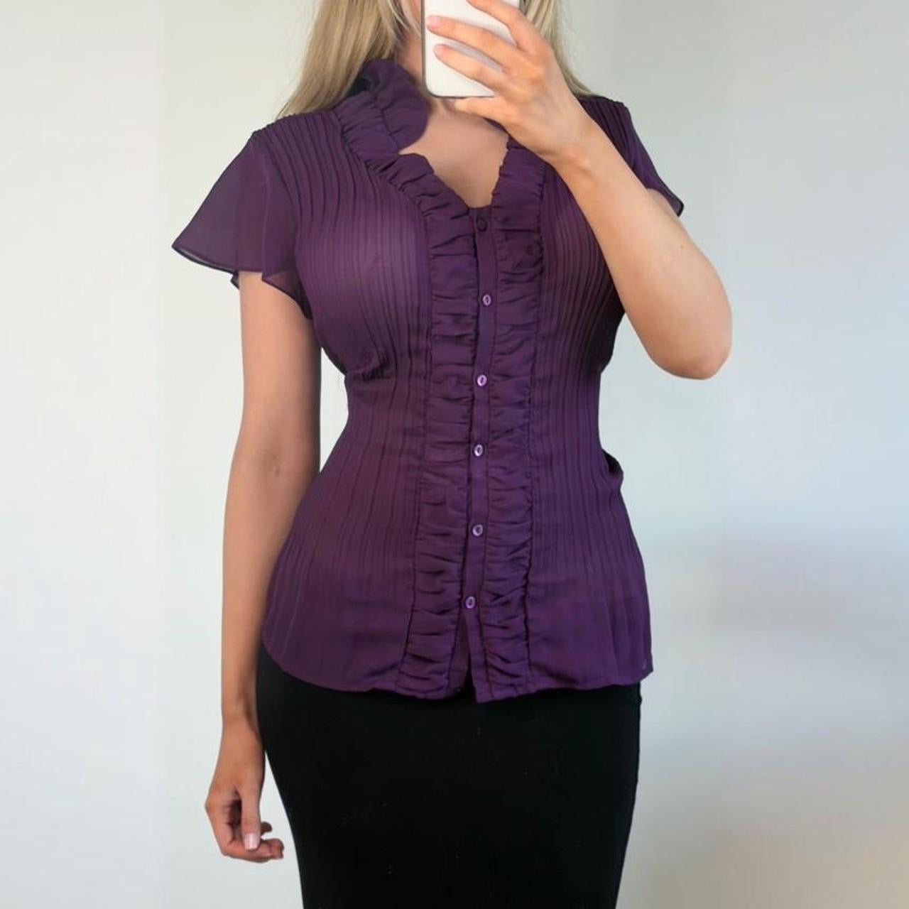 Purple ruffle blouse top