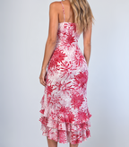 Vintage red floral maxi dress