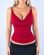 Vintage red cowl neck cami top