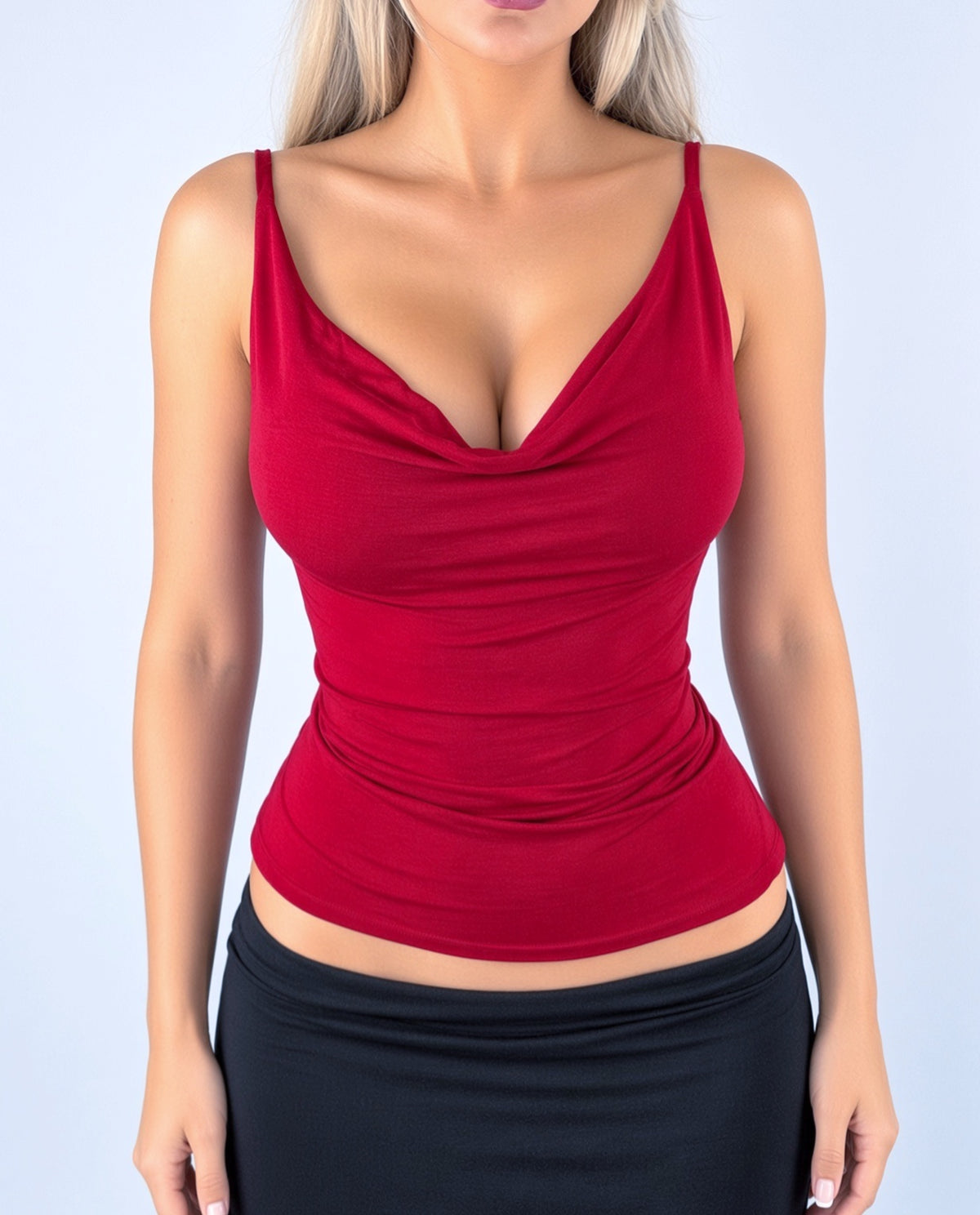 Vintage red cowl neck cami top