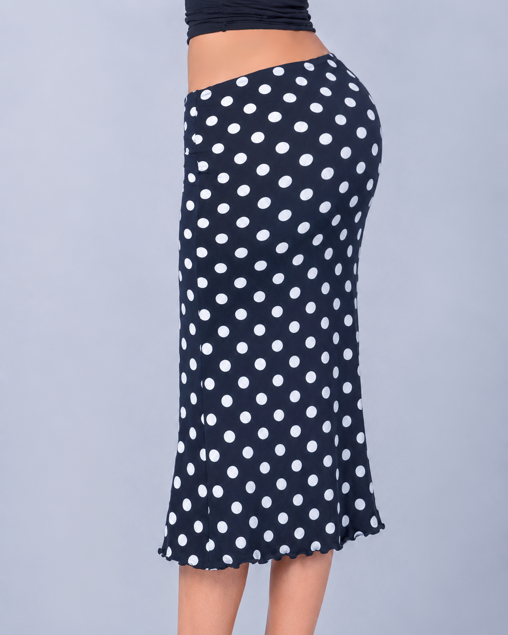 Vintage black low rise polka dot skirt