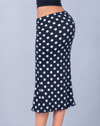 Vintage black low rise polka dot skirt