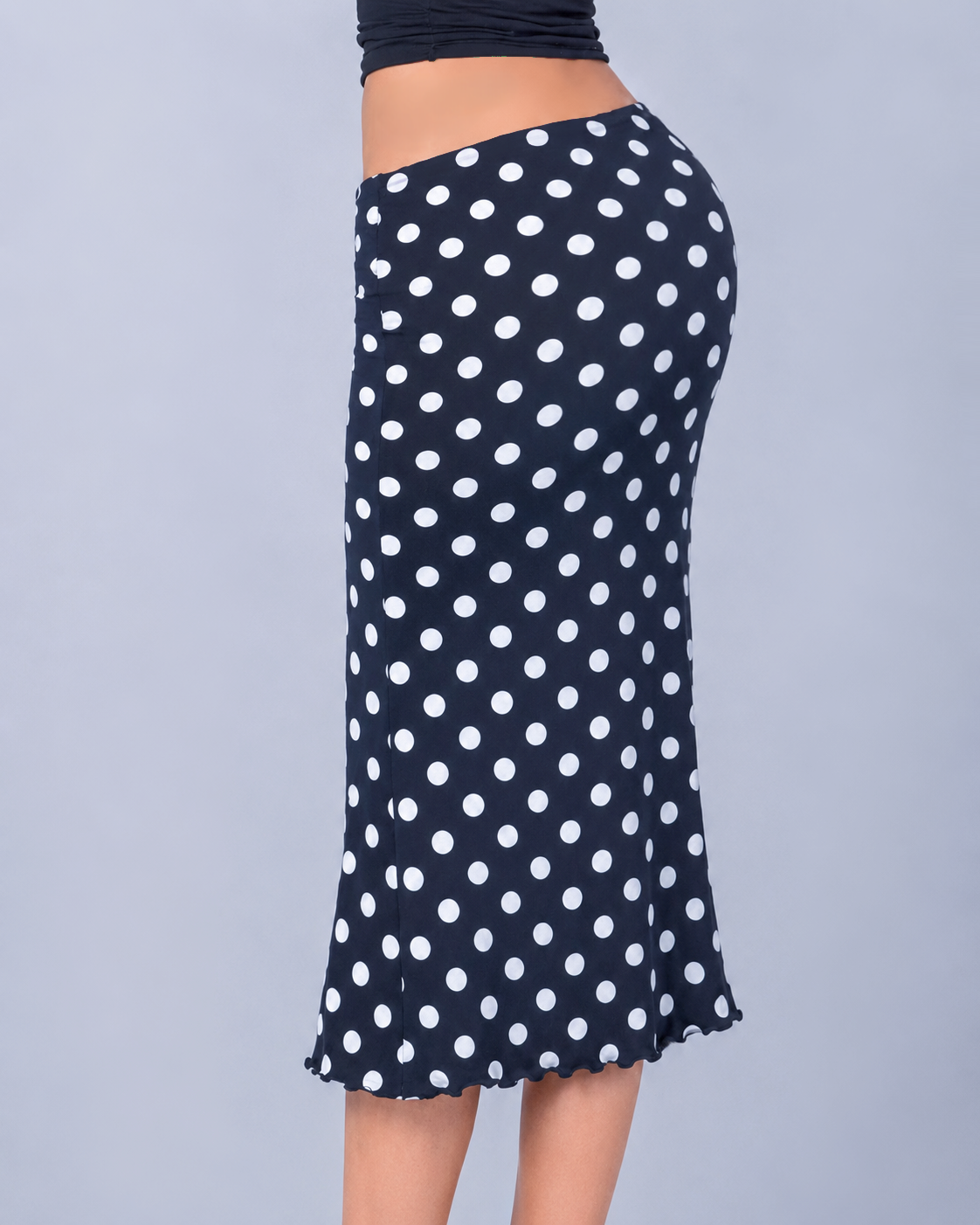 Vintage black low rise polka dot skirt