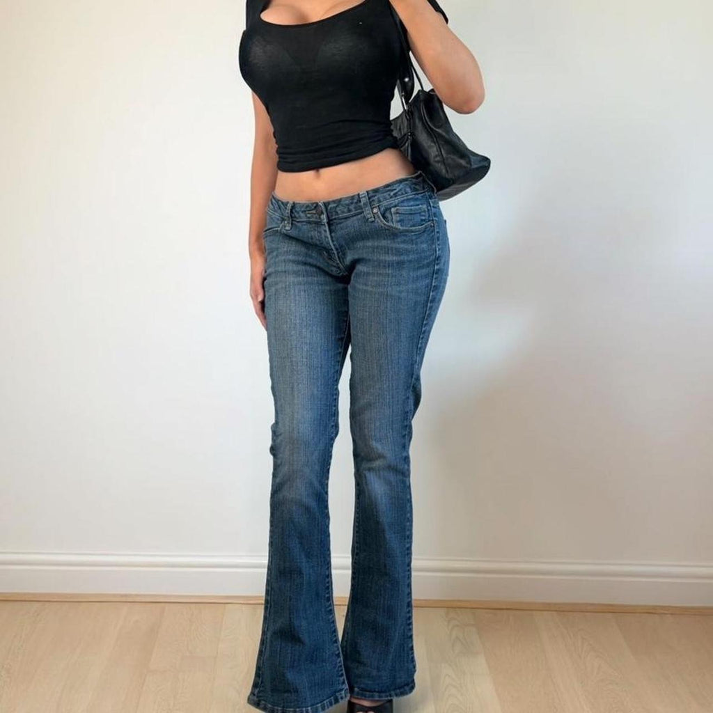 Blue low rise denim jeans
