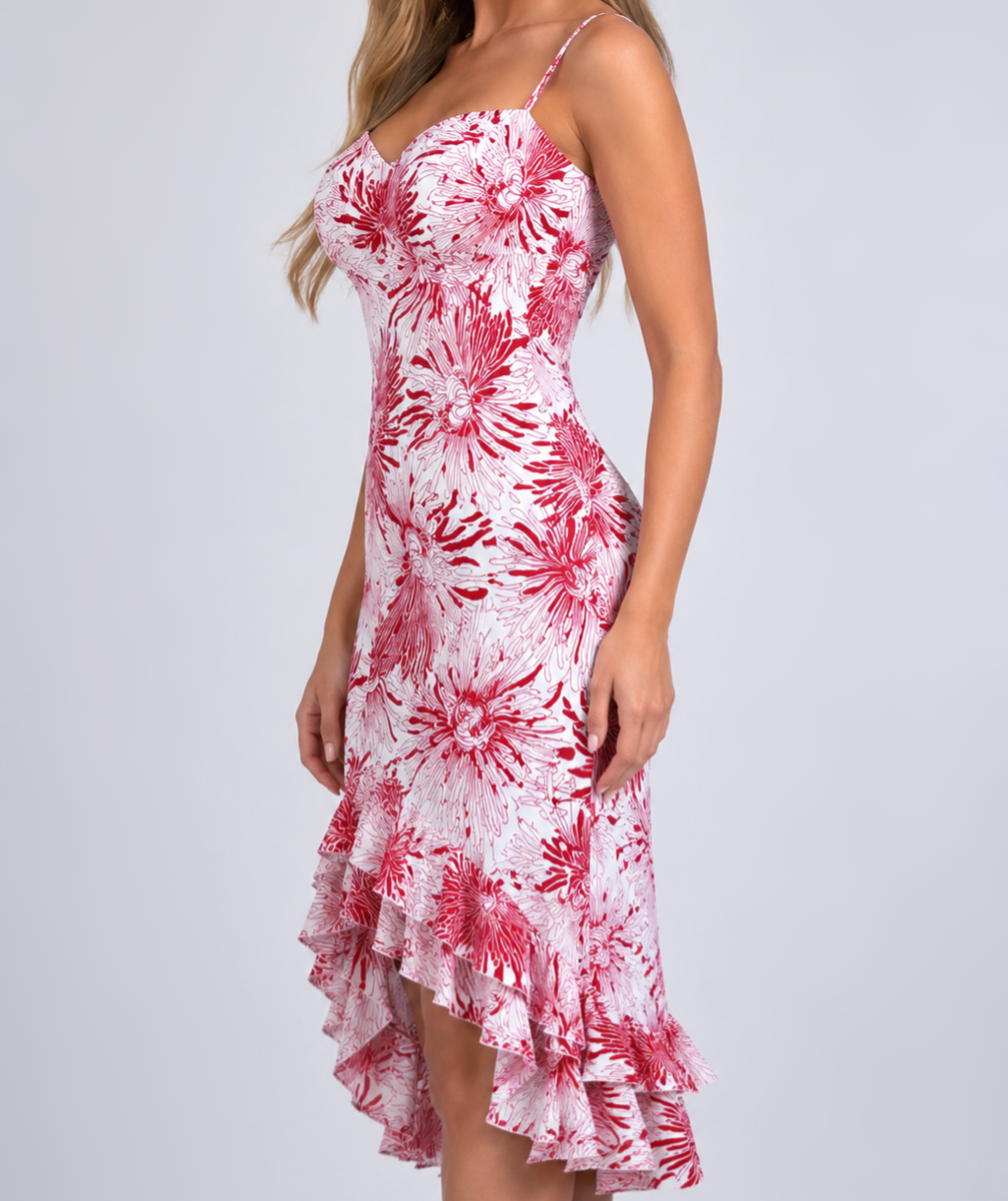 Vintage red floral maxi dress