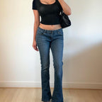 Blue low rise denim jeans