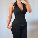 VINTAGE black halterneck top