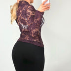 VINTAGE Purple lace hook & eye blouse top