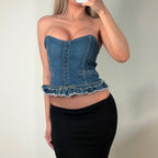 Blue denim corset