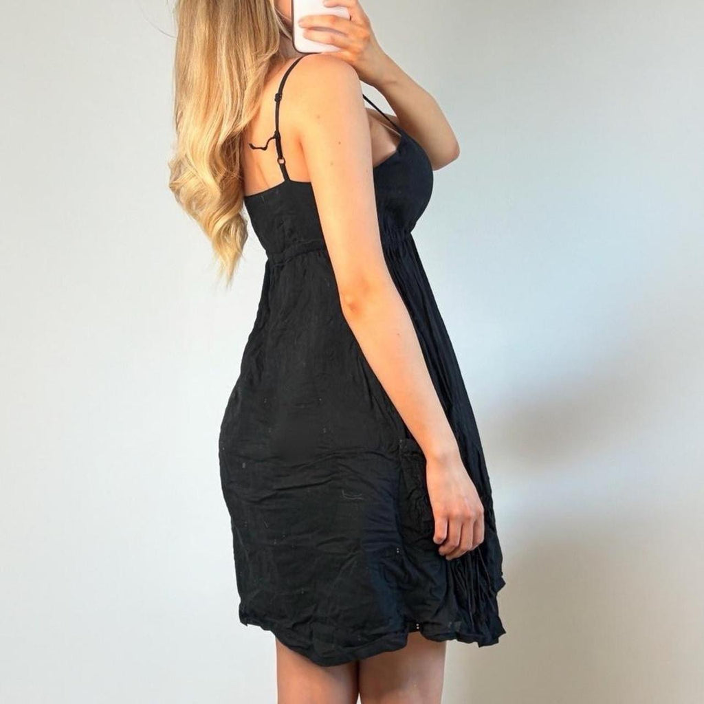VINTAGE Black smock mini dress