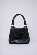 Black faux leather shoulder bag