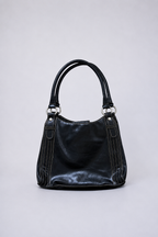 Black faux leather shoulder bag