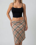 Vintage plaid low rise midi skirt