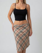 Vintage plaid low rise midi skirt