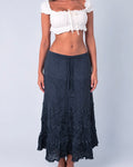 Vintage black tiered maxi skirt