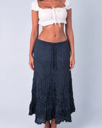 Vintage black tiered maxi skirt