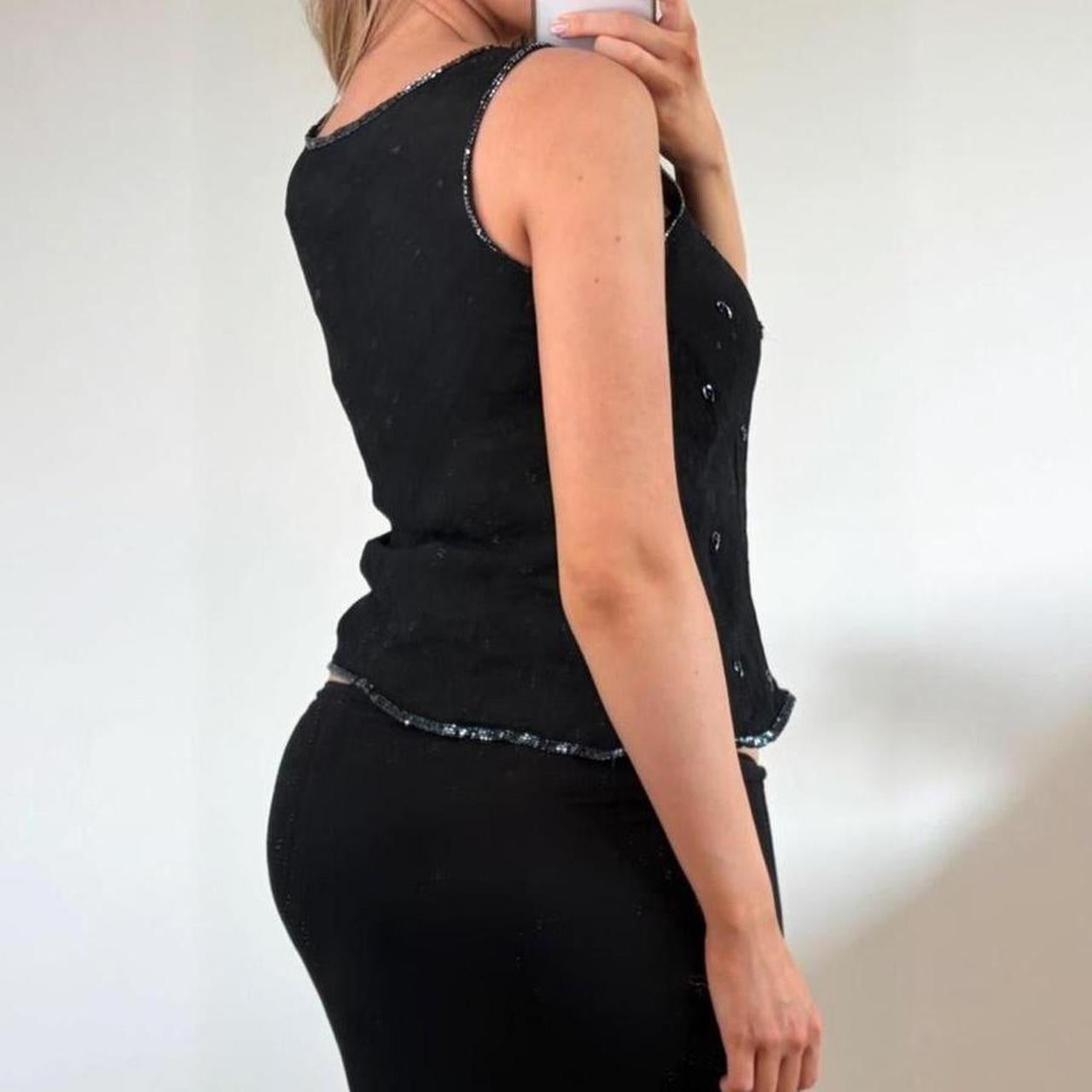 VINTAGE Black sequin beaded tank top