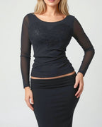 Vintage black long sleeve heart top