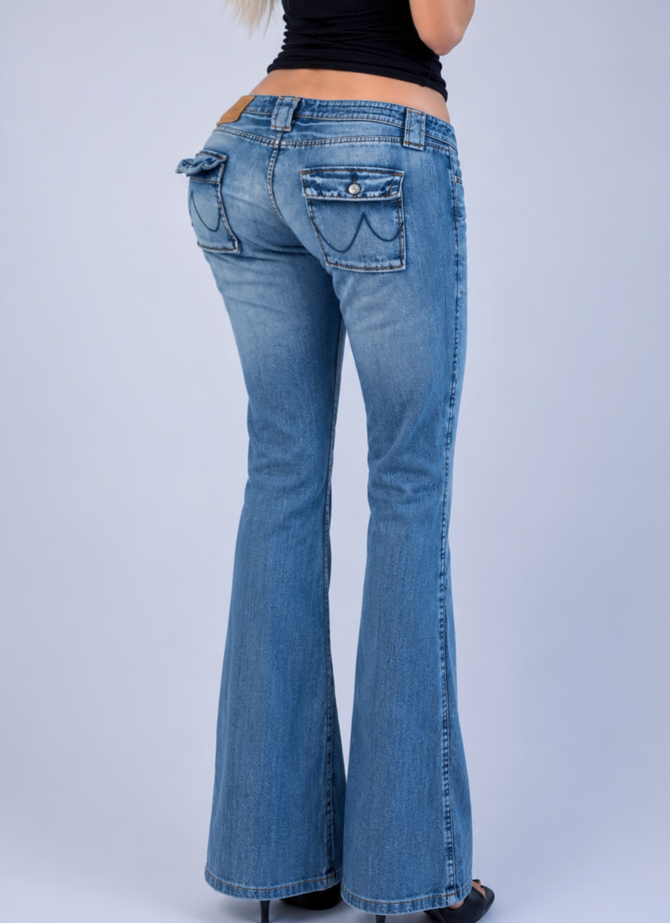 Vintage Blue low rise flared denim jeans