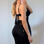 VINTAGE black lace cami vest top