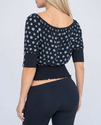 Vintage black polka dot blouse top