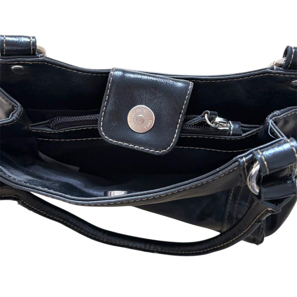 Black faux leather shoulder bag