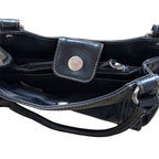 Black faux leather shoulder bag