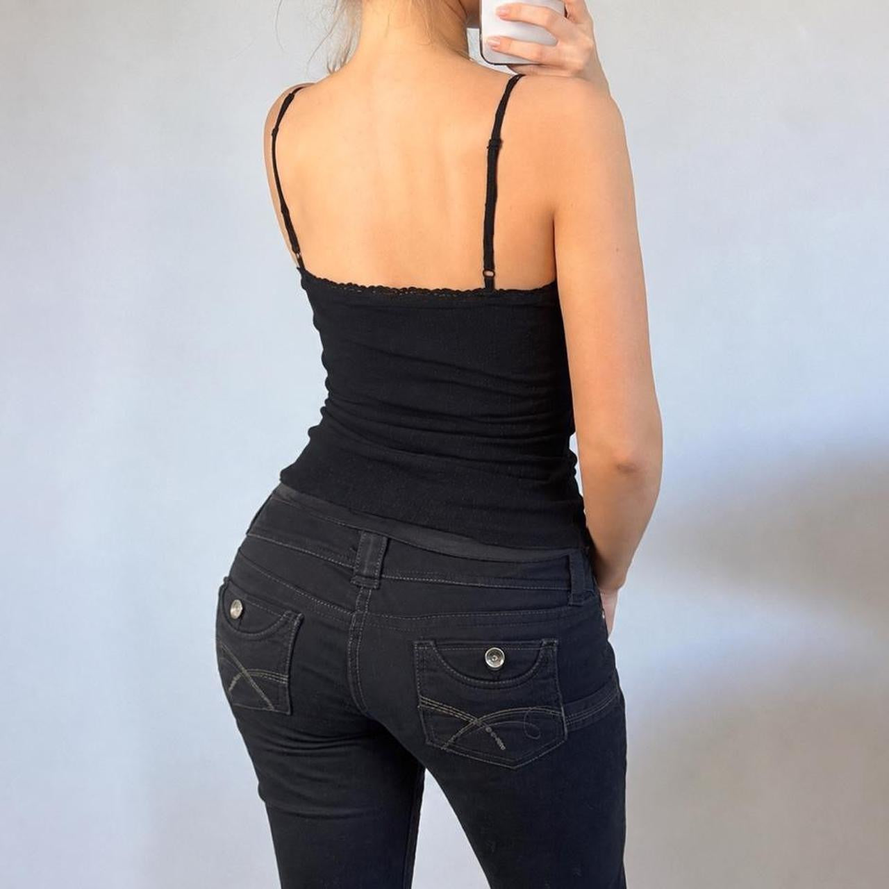 VINTAGE black lace cami vest top