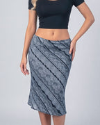 Vintage grey low rise midi skirt