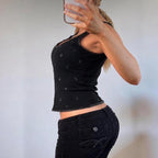 VINTAGE Black sequin beaded tank top