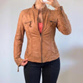 Orange biker leather jacket