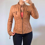 Orange biker leather jacket