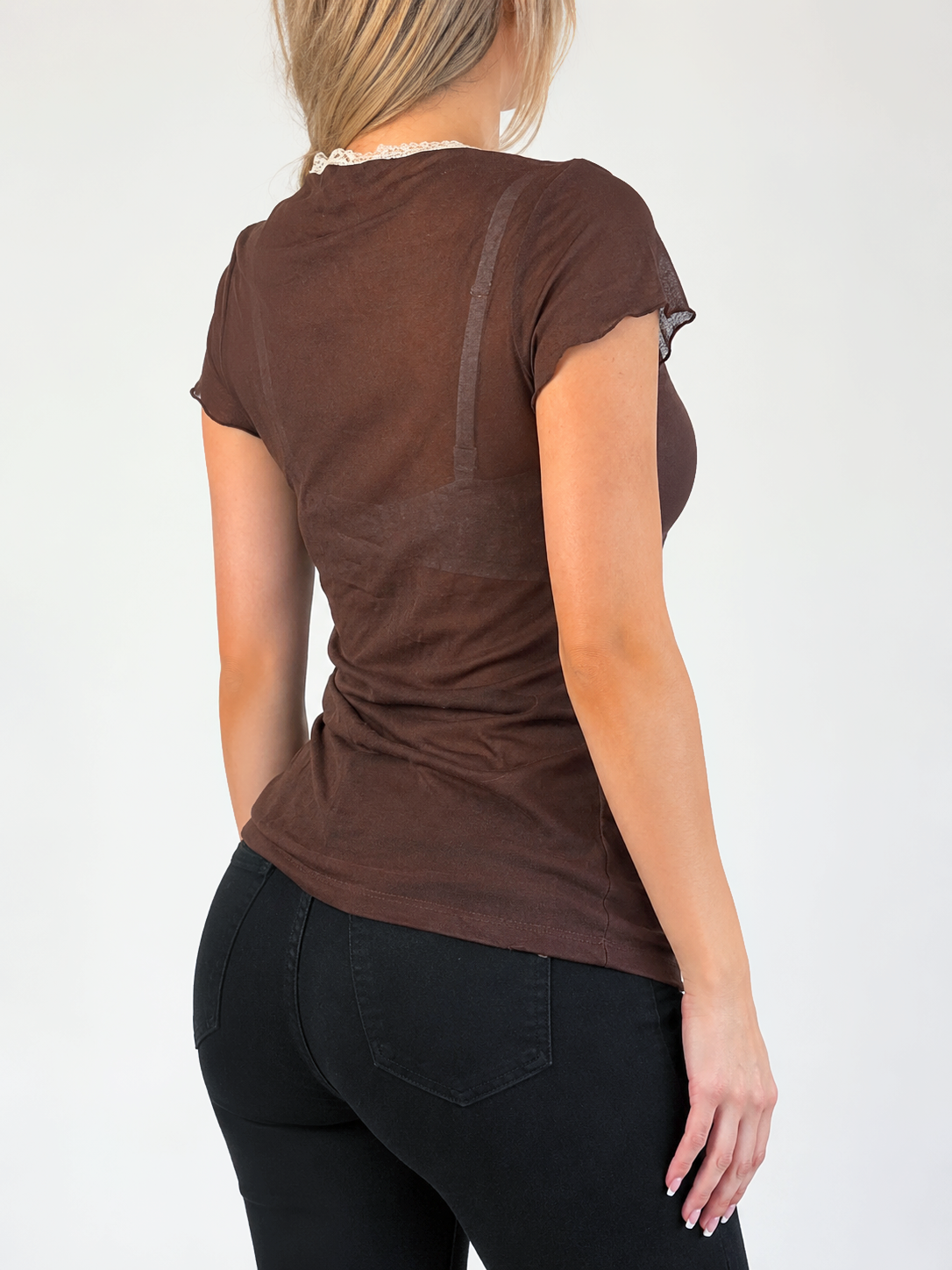 Vintage Brown lace blouse top