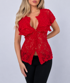 Vintage red button blouse top