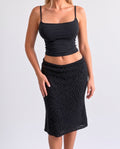 Vintage black crotchet midi skirt