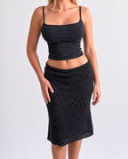 Vintage black crotchet midi skirt