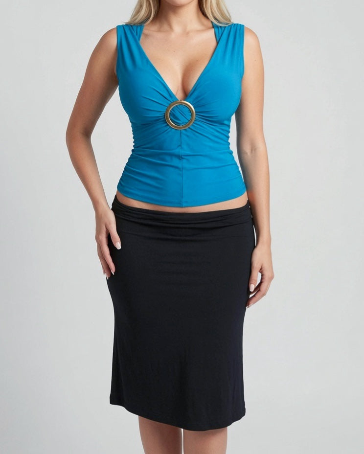 Vintage aqua wrap top