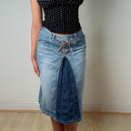 Blue denim midi skirt