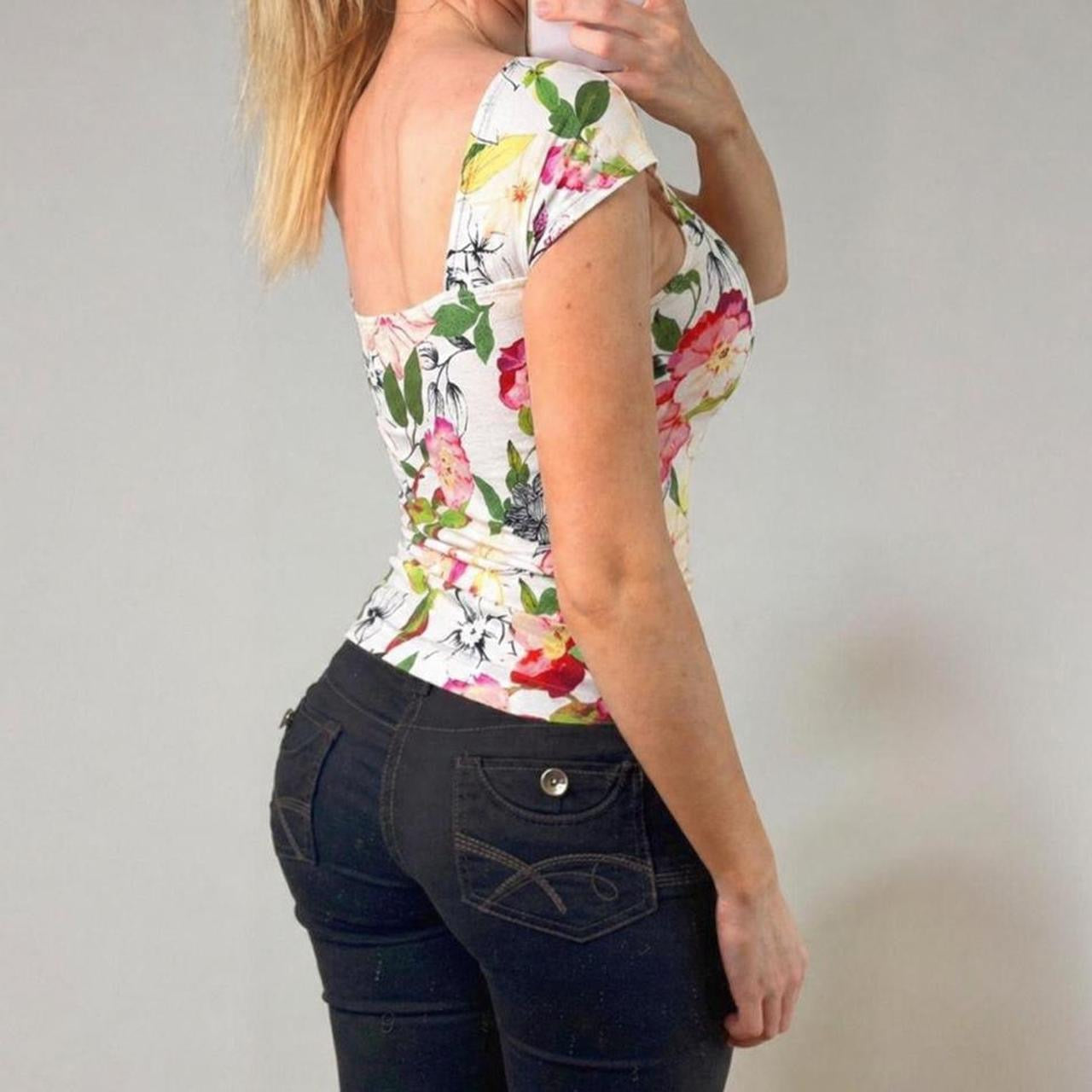 VINTAGE GUESS White floral bodycon top
