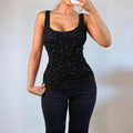 VINTAGE BEBE black rose cami vest top