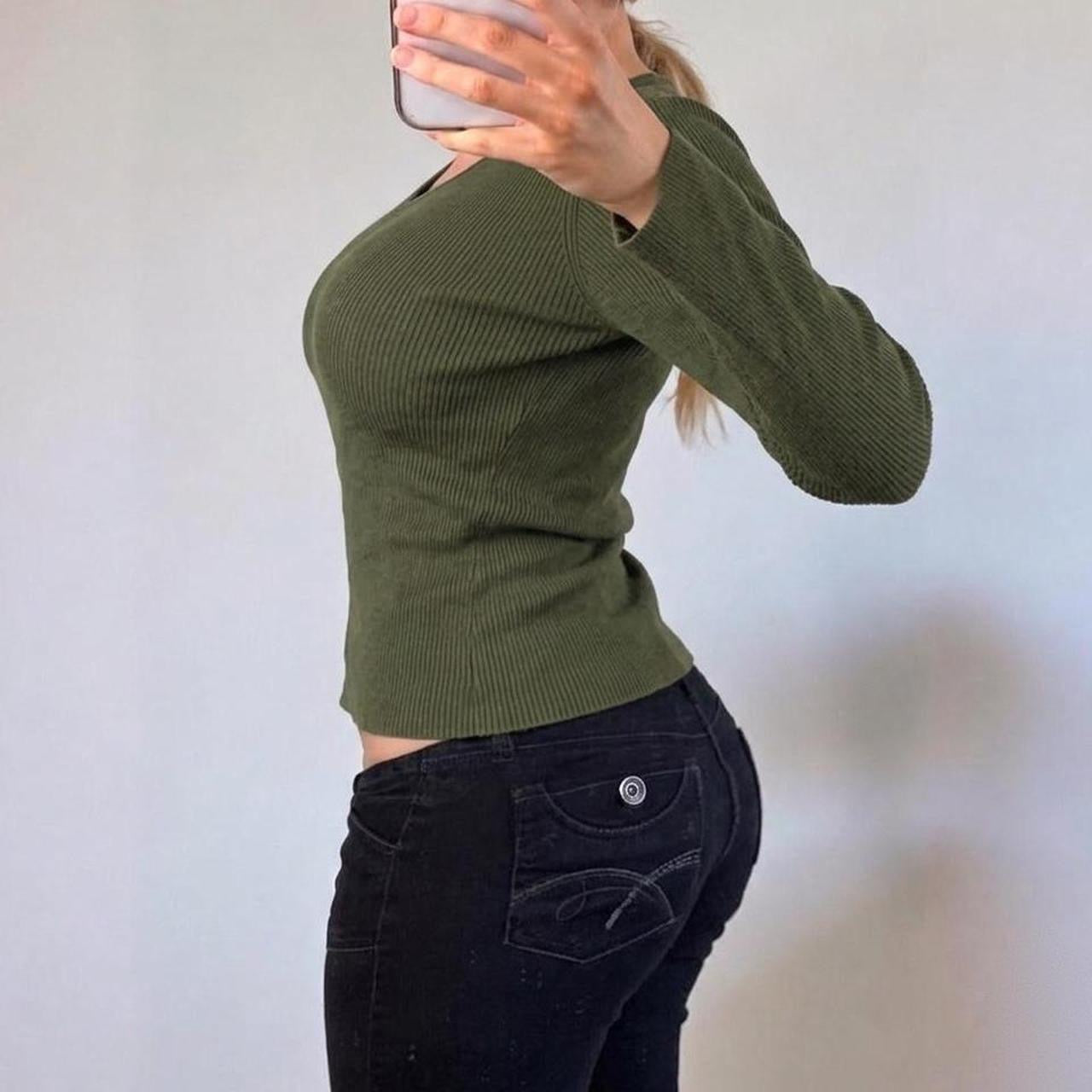 VINTAGE green knit cardigan top