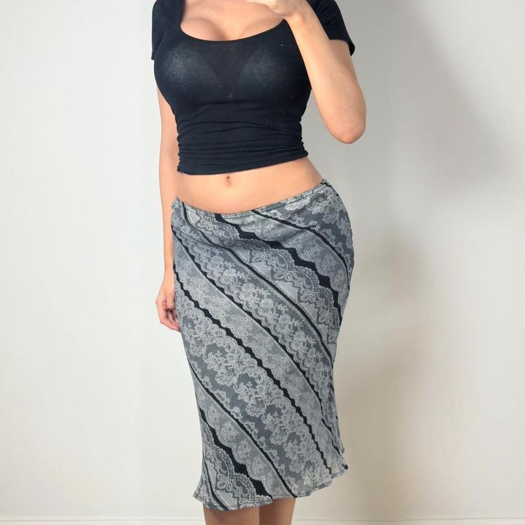 Grey low rise midi skirt