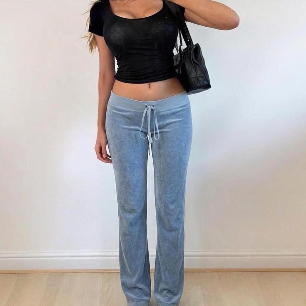 VINTAGE Juicy Couture blue velvet low rise flares