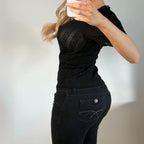 VINTAGE black short sleeve lace top