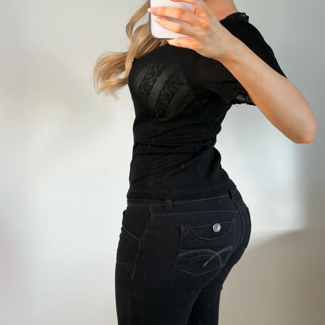 VINTAGE black short sleeve lace top