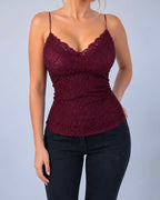 Vintage red lace cami top