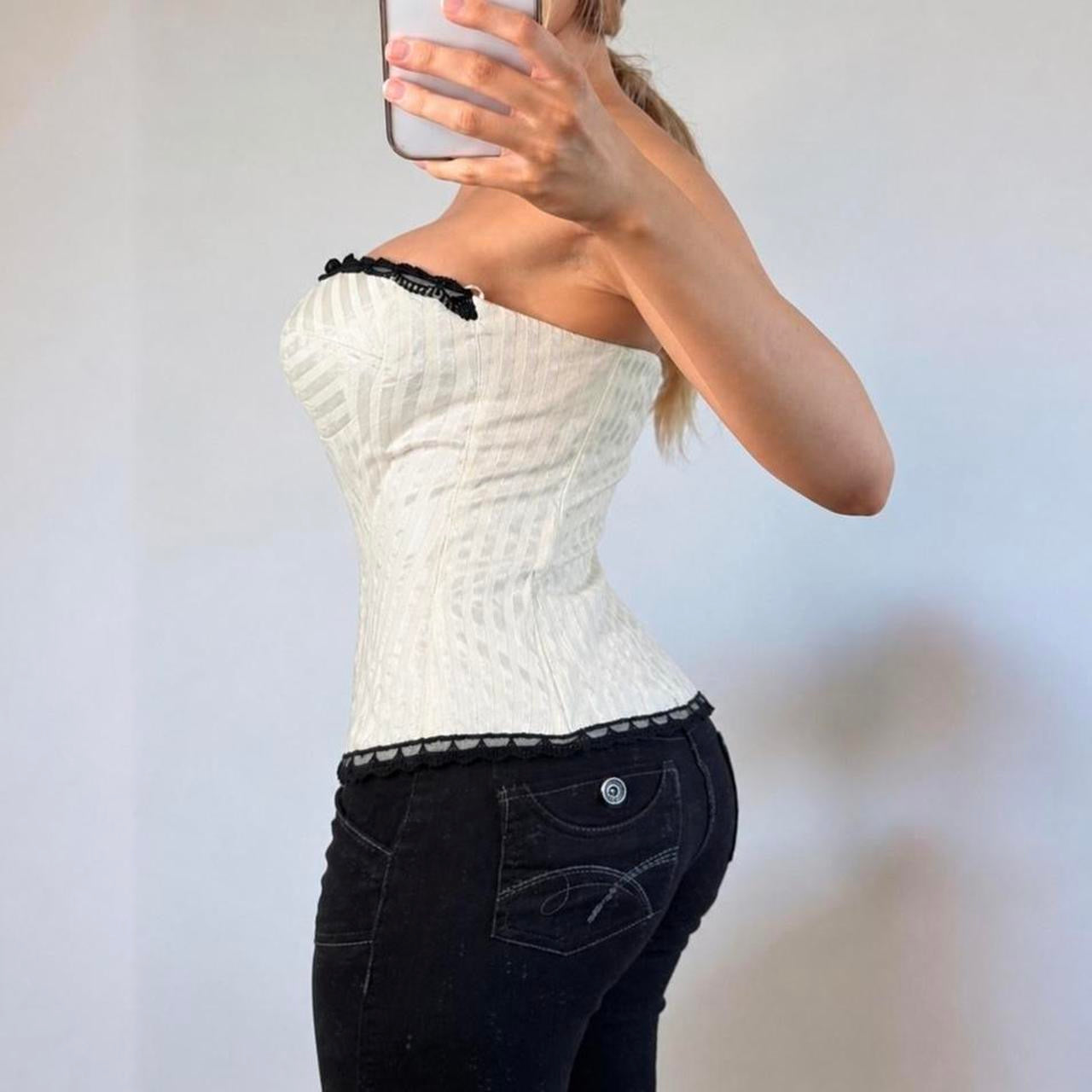 VINTAGE white striped corset top