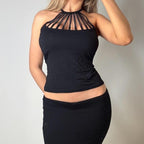 VINTAGE D&G black halterneck rhinestone top